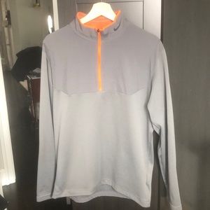 Men’s Nike Golf 1/4 zip. Grey with orange trim